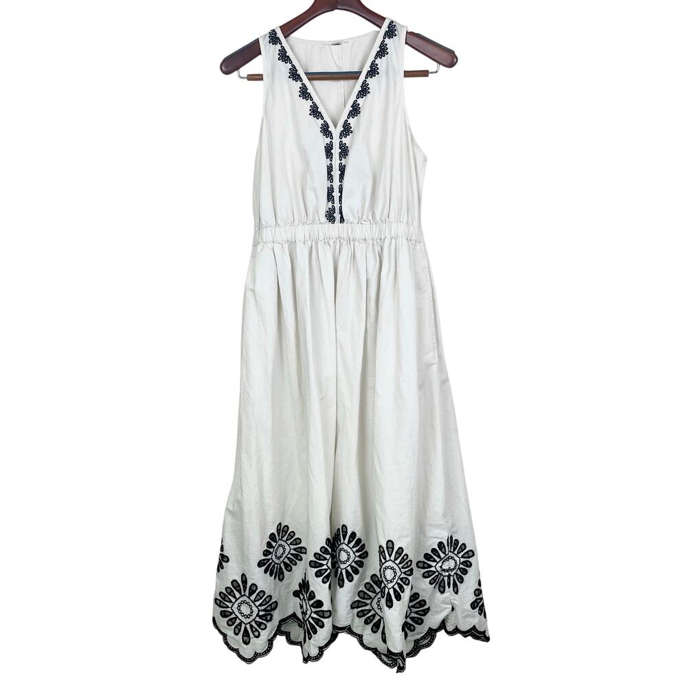 Womens Dress Sz M Embroidered Cotton Cottage‎ Romantic Clean Coquette Feminine